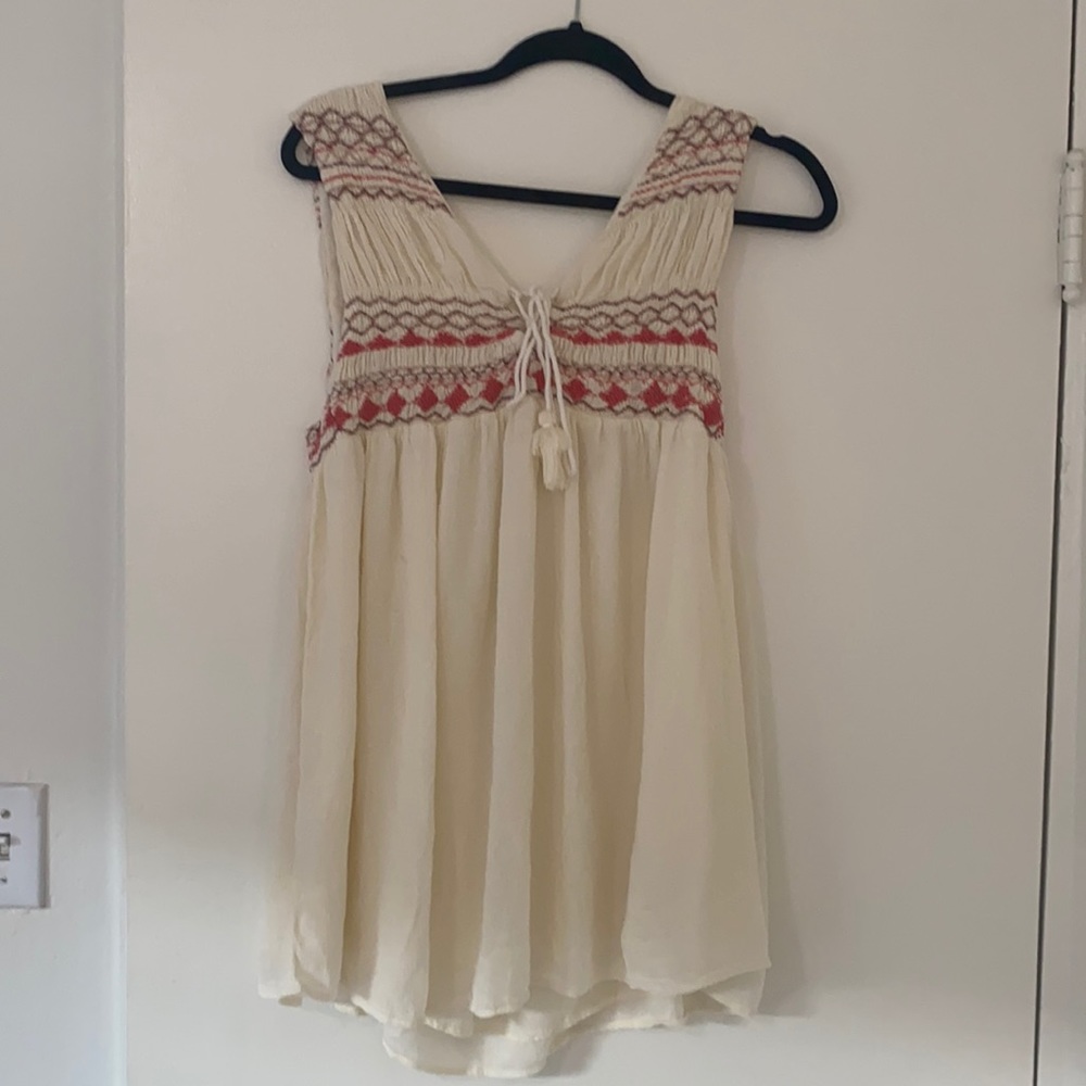 Free people embroidered cream dress
